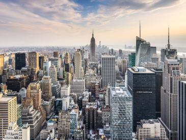 Stunning aerial view of New York City skyline.